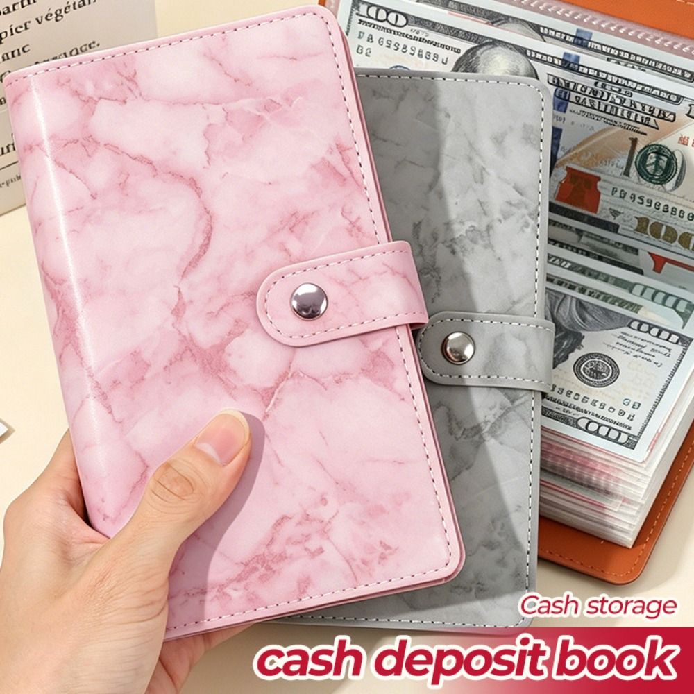 Planner Weekly Budget - สมุดบันทึกเงินสด PU คุณภาพสูง ลายหินอ่อน 100 ช่อง