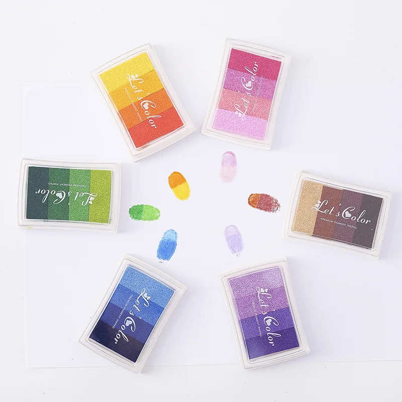 Self Inking Stamp - 1PCS 4สี Inkpad หมึกแสตมป์การ์ตูนที่มีสีสัน Craft Inkpad