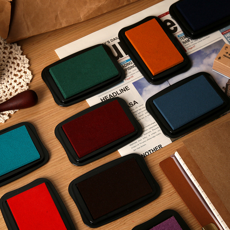 Self Inking Stamp - 12 สี Vintage สีทึบขนาดใหญ่หมึก Pad สําหรับแสตมป์