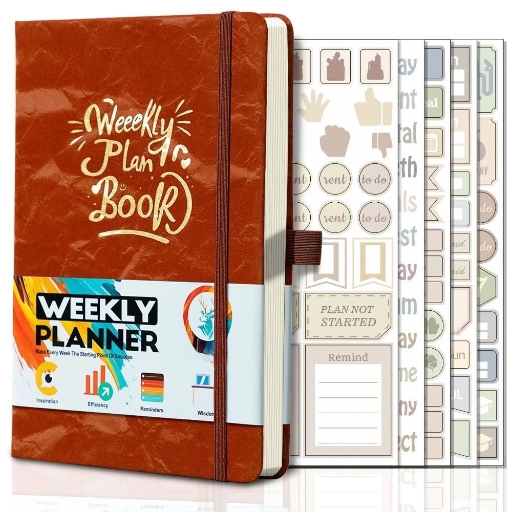 Planner Weekly Budget - สมุดวางแผนรายสัปดาห์ A5 ฉบับภาษาอังกฤษ พร้อมรายการสิ่งที่ต้องทำ 12 เดือน