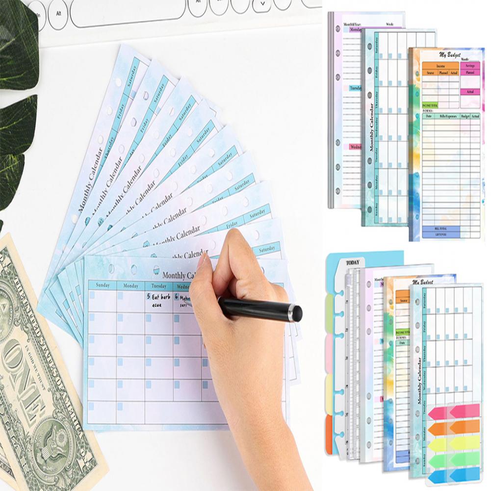 Planner Weekly Budget - ชุดเติมเงินการวางแผนงบประมาณ A6แผ่นกระดาษ82แผ่นสีสันสดใสต่อสัปดาห์สมุดจดแบบหลวม6รูสำหรับเปลี่ยน