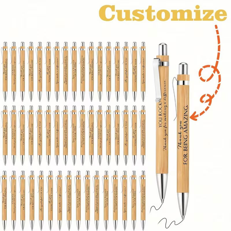 Ideal Stationery & Office Supply - 30 ชิ้น/60 ชิ้น/80 ชิ้น/120 ชิ้น ปากกาลูกลื่นไม้ไผ่แบบพับเก็บได้