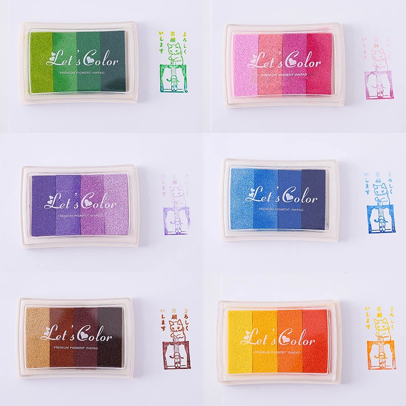 1PCS 4สี Inkpad หมึกแสตมป์การ์ - Self Inking Stamp บทวิจารณ์และราคา