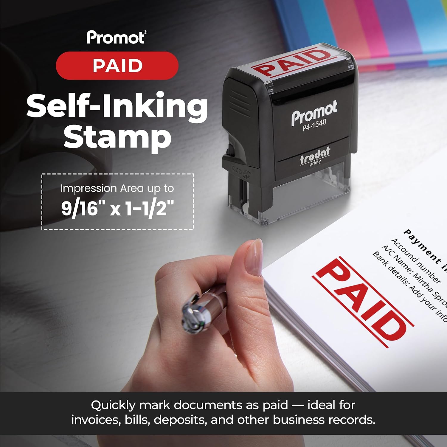 แสตมป์เติมหมึกได้ หมึกแดง ใช้ง - Self Inking Stamp บทวิจารณ์และราคา